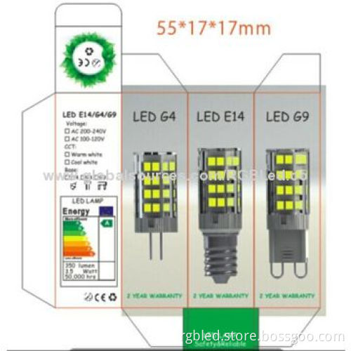 G4 bulb with cover, 2.0W, 13pcs 2835SMD, 190-200lmNew